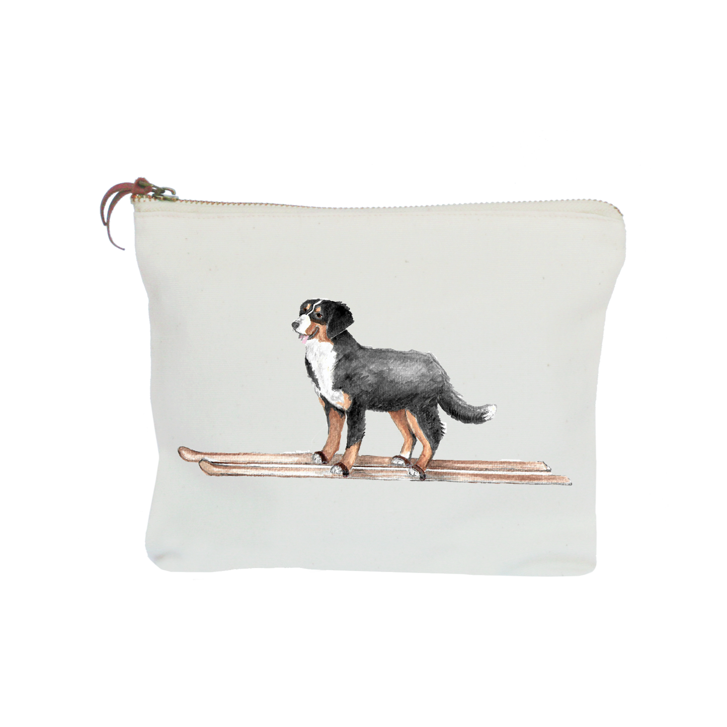 Bernese on Skis Zipper Pouch