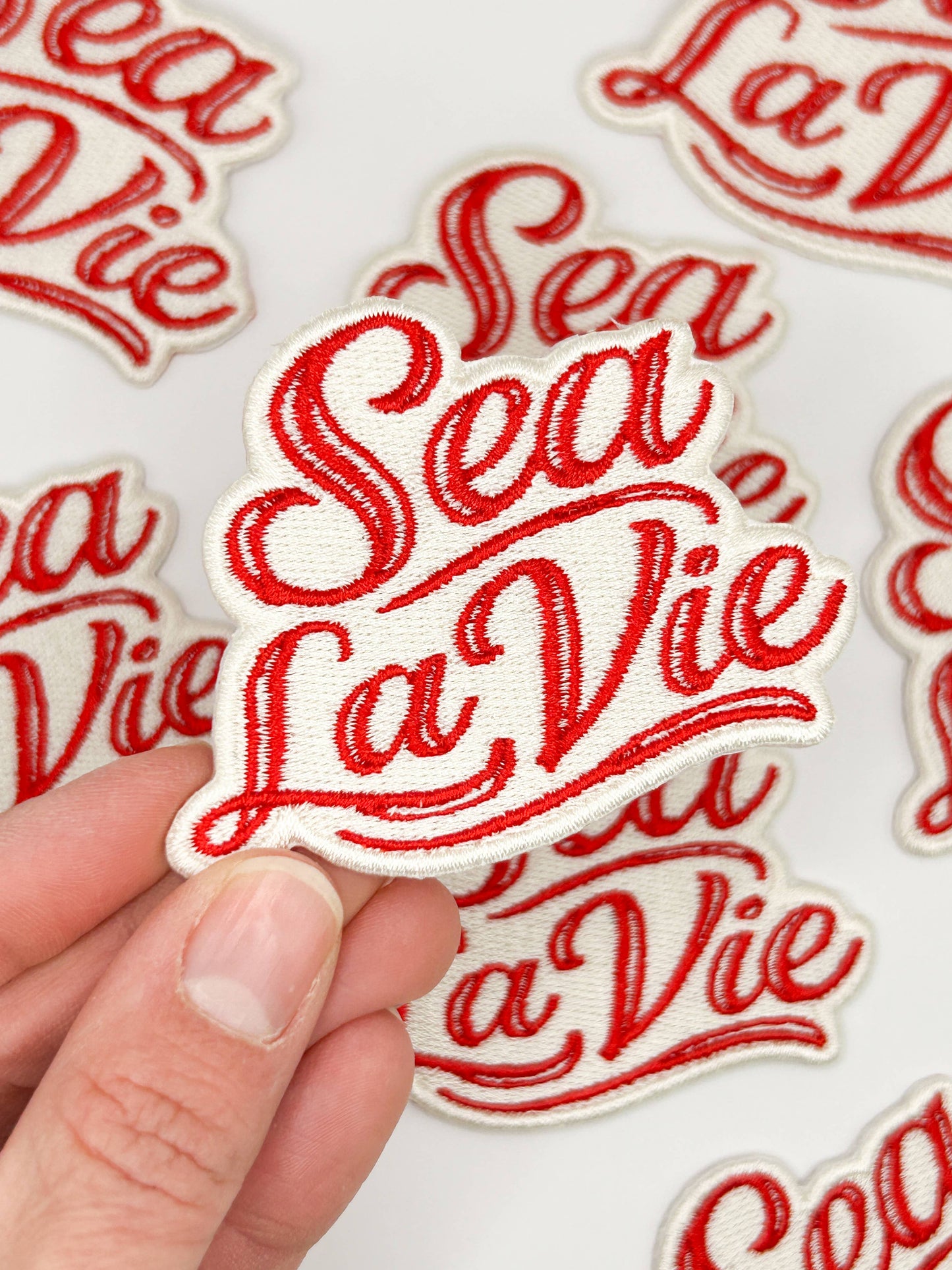 Sea La Vie Embroidered Patch Coastal Quote, Beach, Travel
