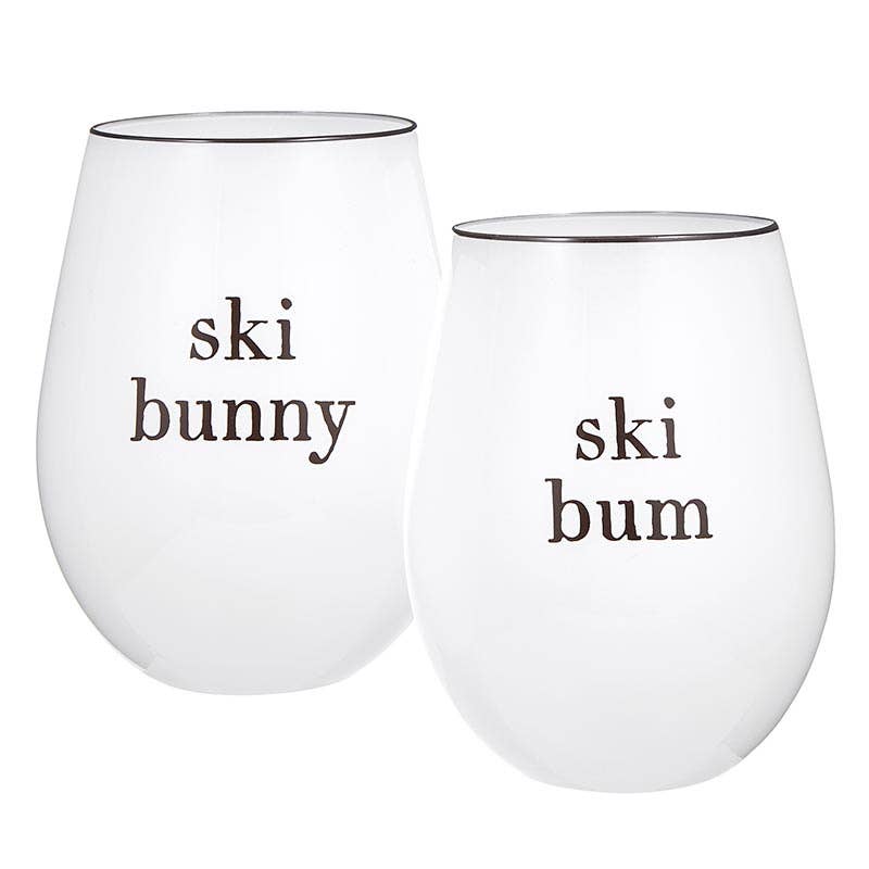 Wine Glasses - Ski Bunny/Ski Bum - Set of 2
