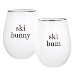 Wine Glasses - Ski Bunny/Ski Bum - Set of 2