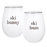 Wine Glasses - Ski Bunny/Ski Bum - Set of 2