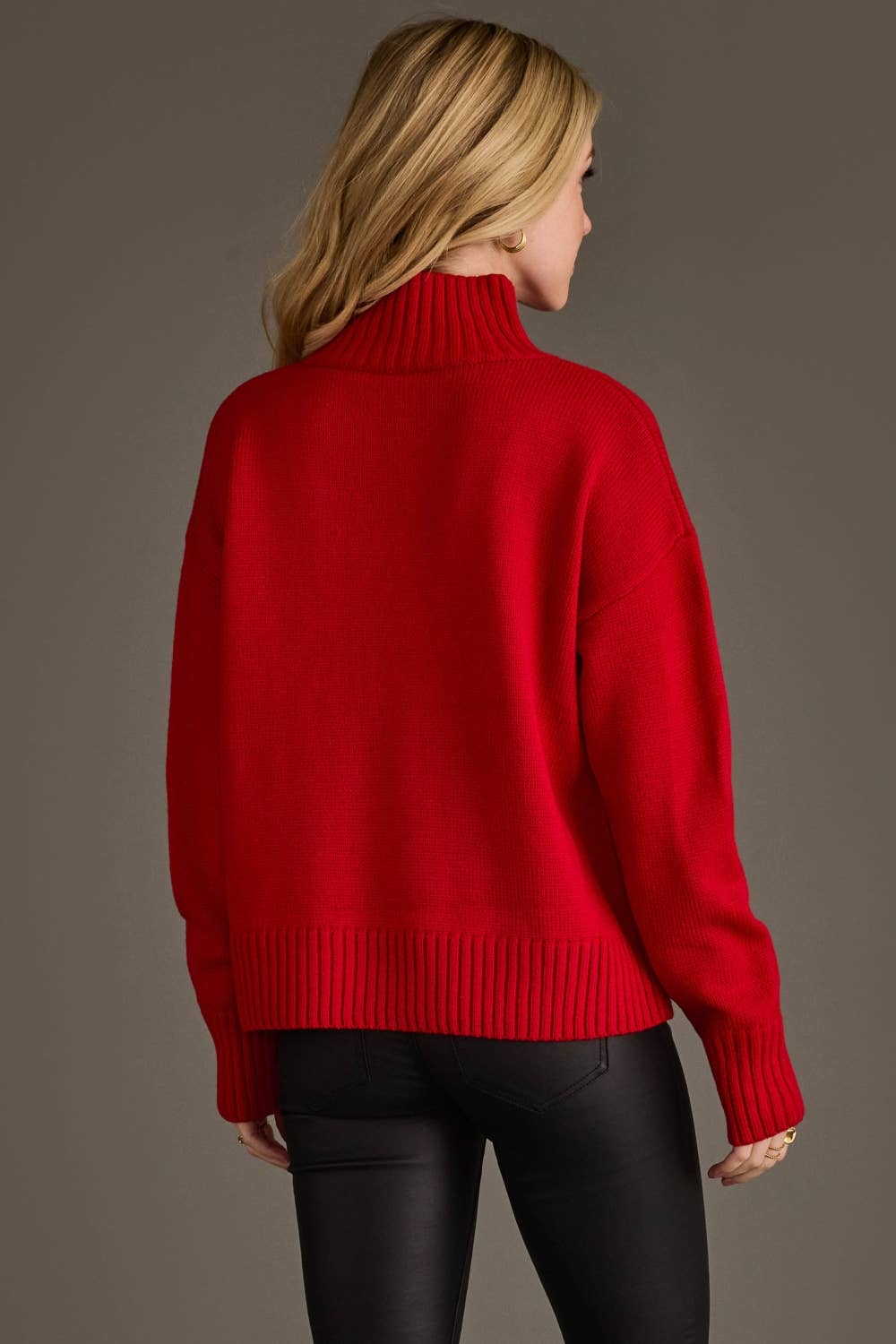 Red & Lt. Blue Ski Mock Neck Sweater