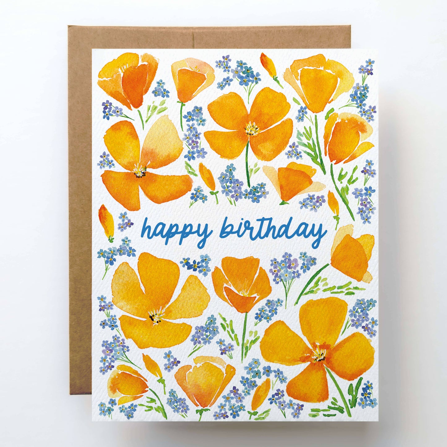Wildflower Birthday Card |  Floral Poppy Happy Birthday Card