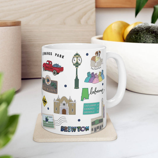 11 oz ceramic mug with any city landmarks and any color: From listed in the product description/bio