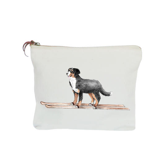 Bernese on Skis Zipper Pouch