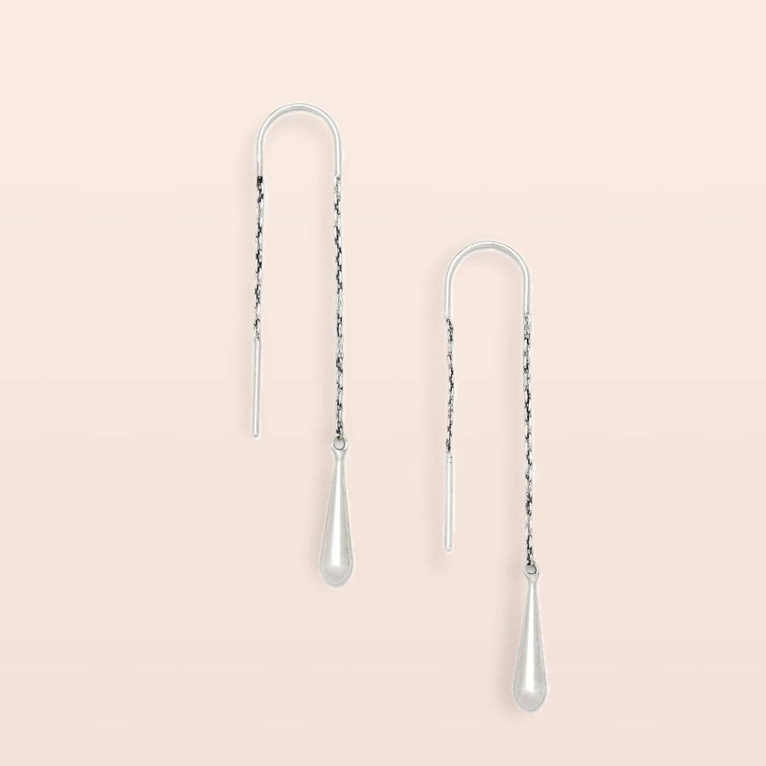 Teardrop Threader/Silver Earrings
