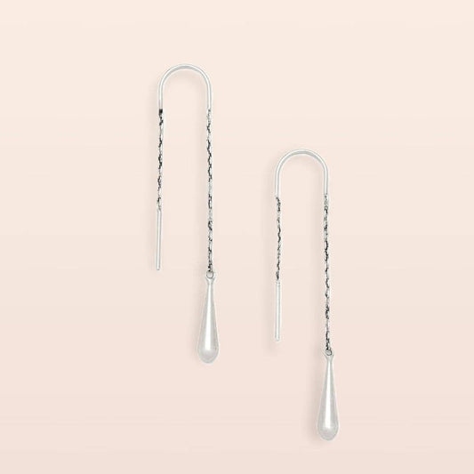 Teardrop Threader/Silver Earrings