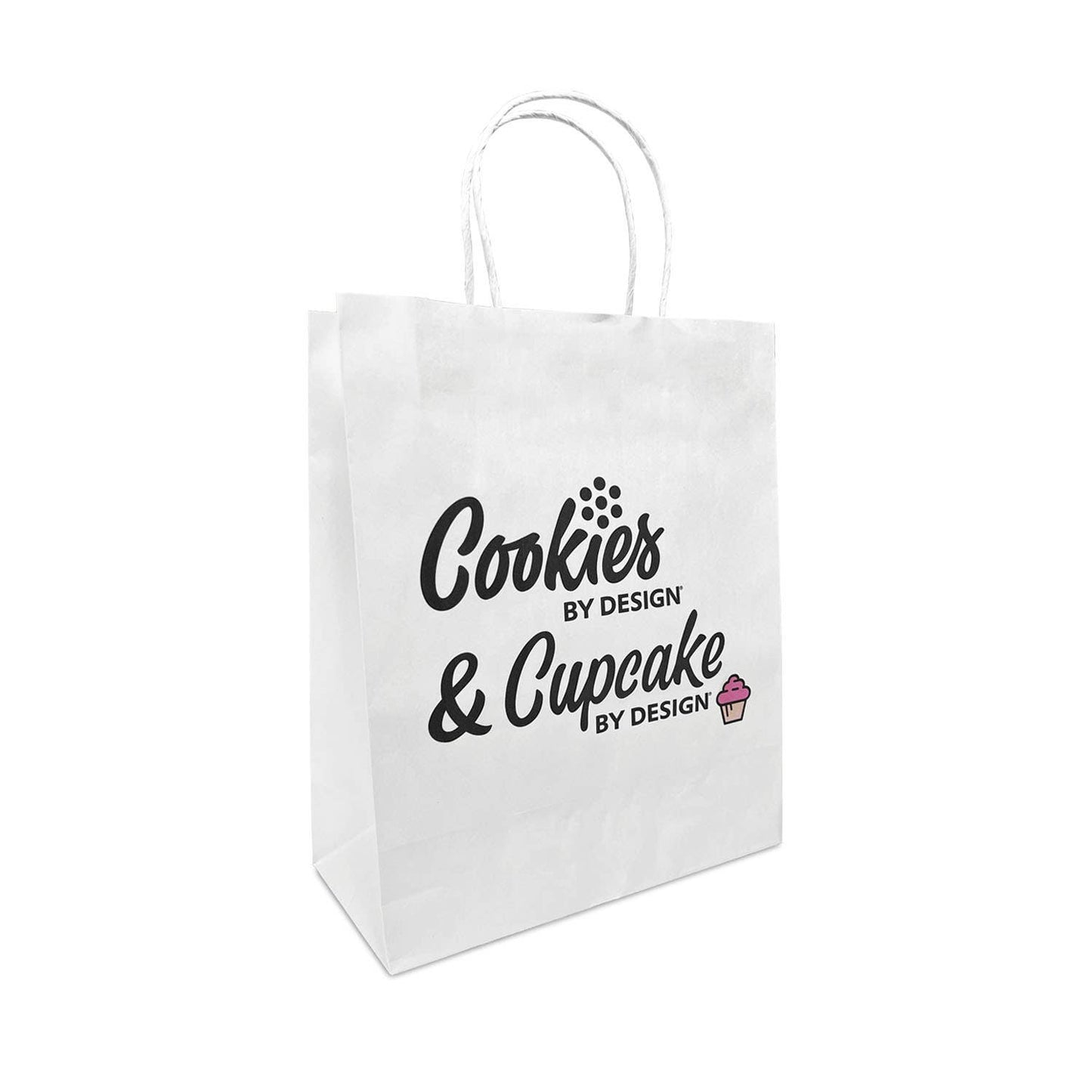 Custom Print Debbie 10x5x13 White Paper Handle Bags: 250 bags - $0.74/pc / 1 side print (front)