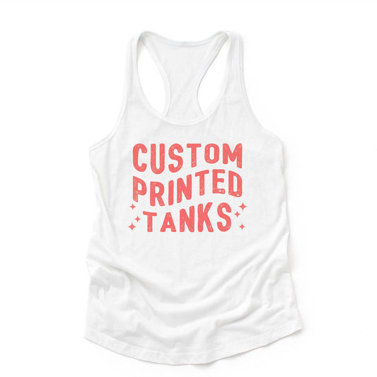 One Side Custom Printed Tank Tops With Your Logo Or Artwork: White / L