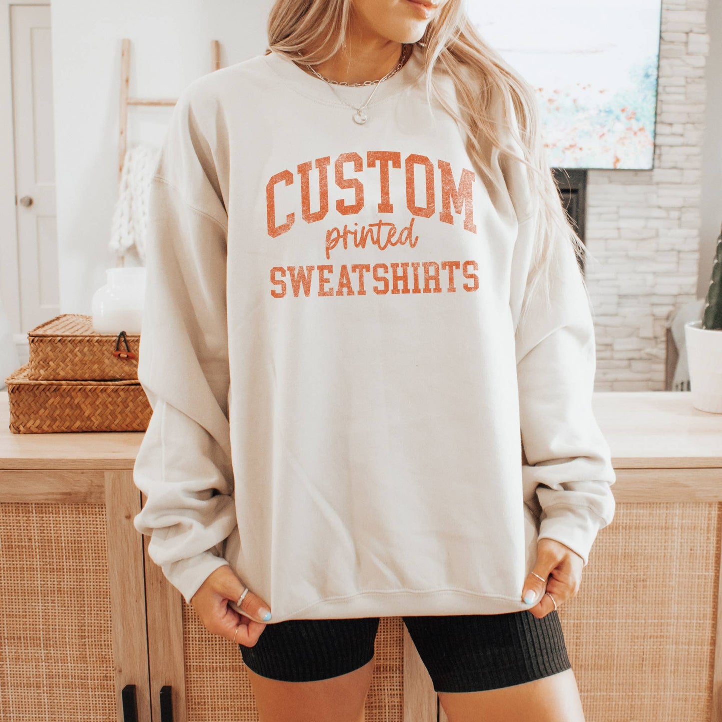 Custom Printed Sweatshirt With Your Logo Or Artwork: Dark Heather / L