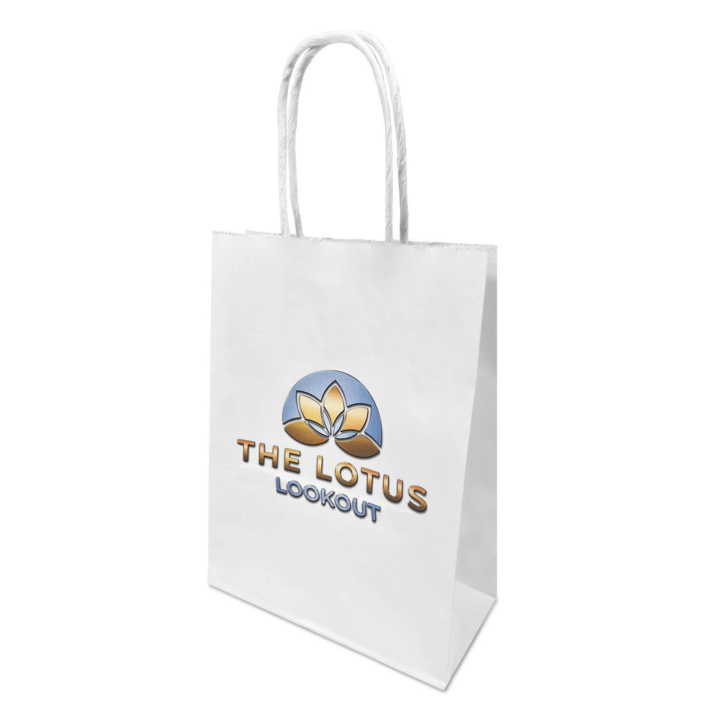 Custom Print Gem 5.3x3.5x8.5 inches White Paper Bags: 250 bags / 1 side print (front)