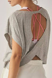 Wrapped Cutout Back Tee - Grey