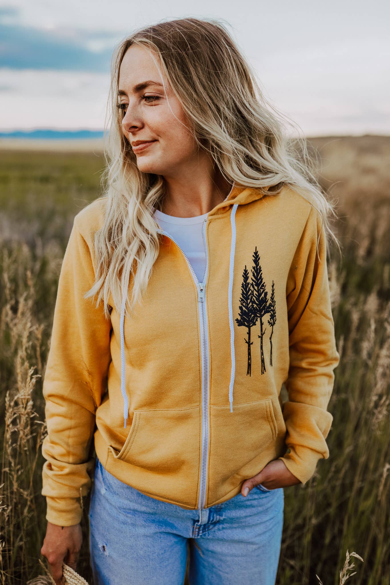 Rustic Three Tree Zip Hoodie