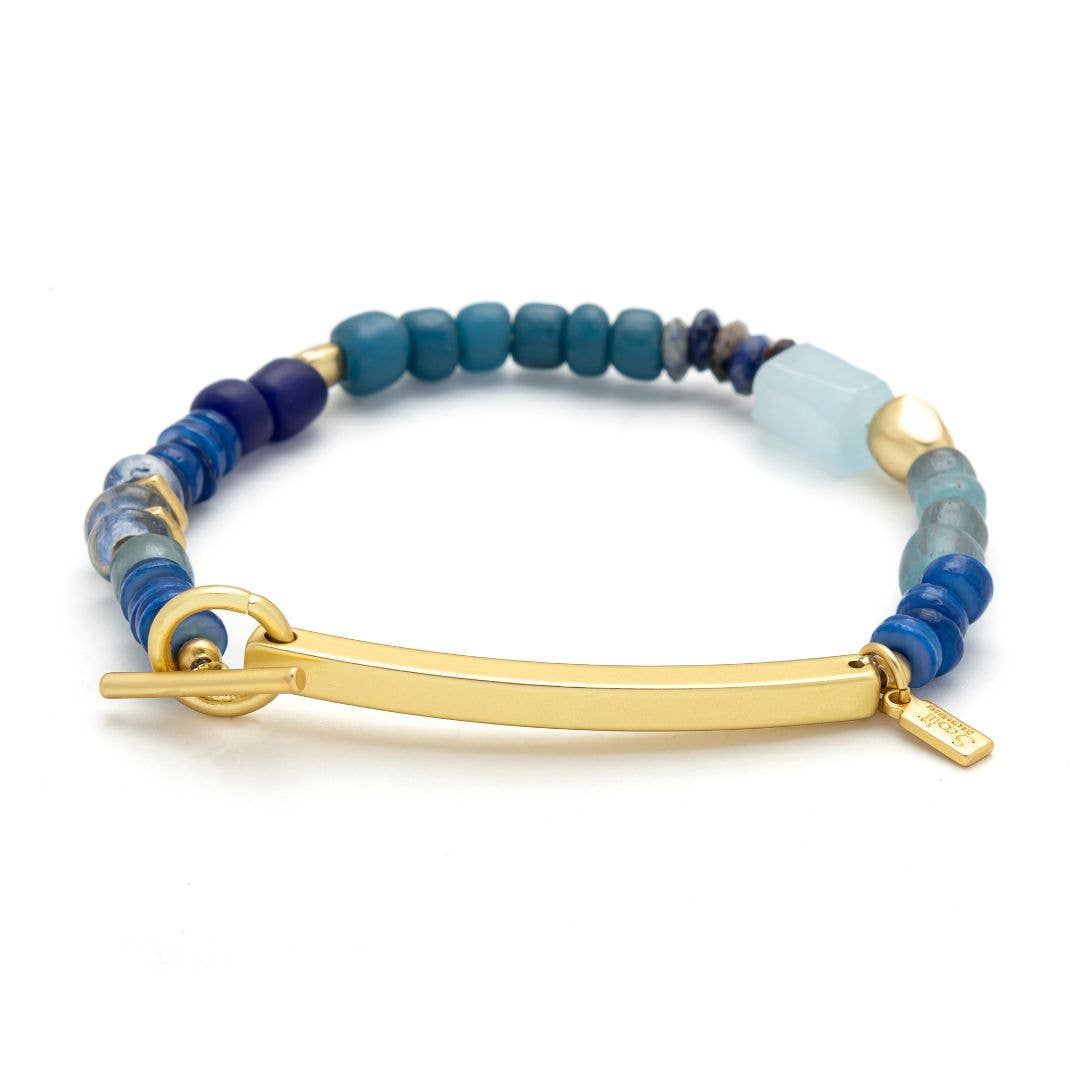 Hidden Message Bracelet - F♥cking Awesome/Aquamarine/Gold