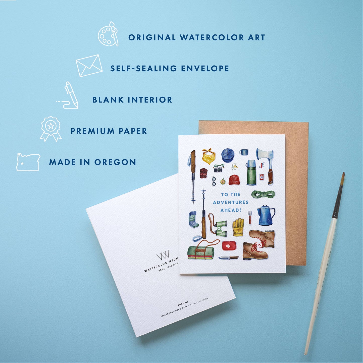 Adventure Birthday Card | Camping Hiking Gear Design: Single Card