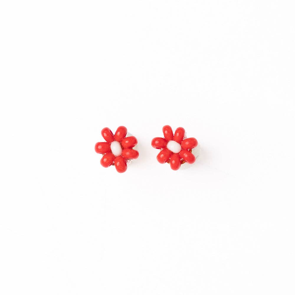 Flower Beaded Post Earrings