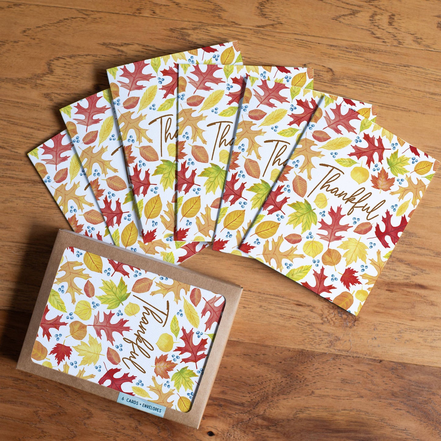 Fall Leaves Watercolor | Thankful, Thank You Greeting Card: Single Card