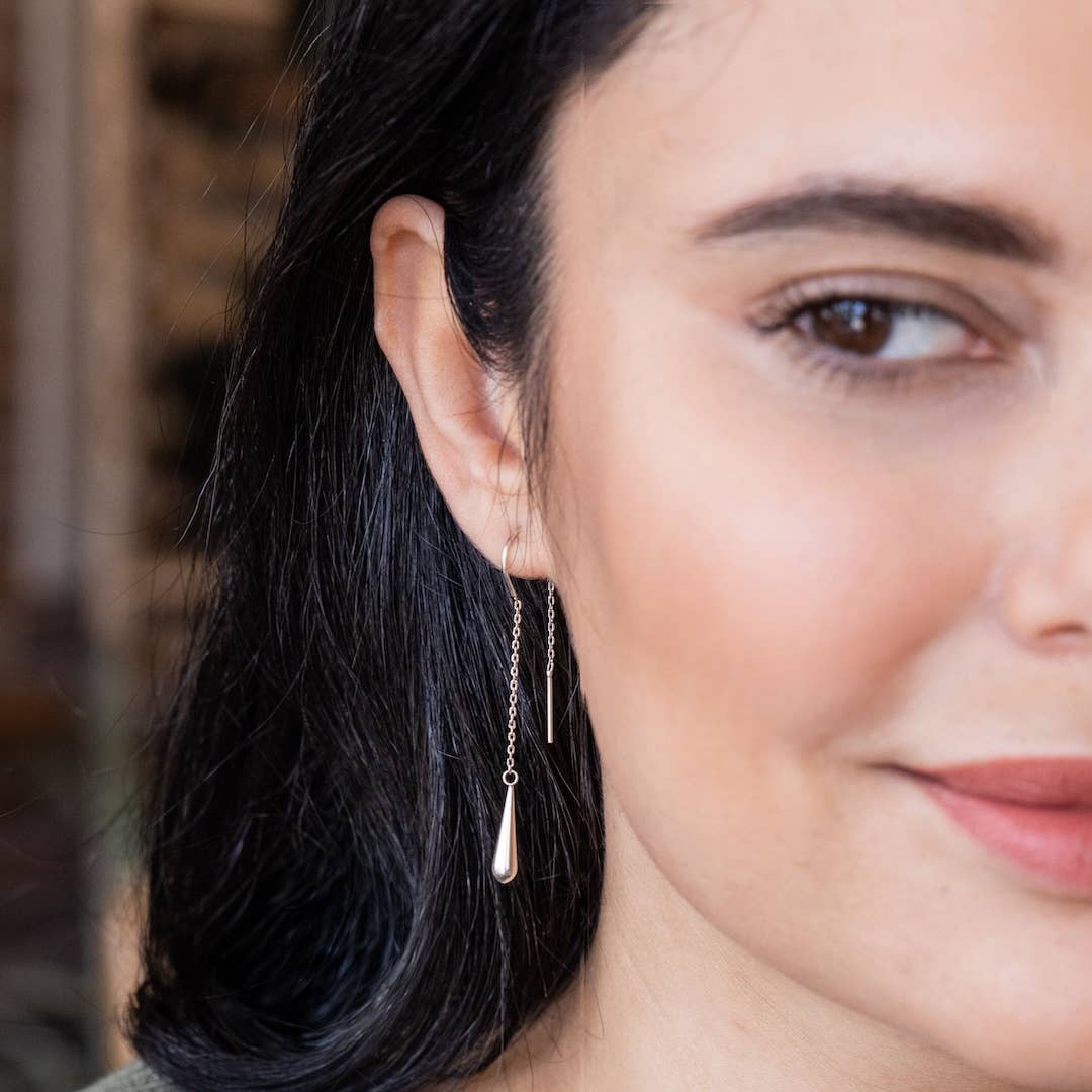 Teardrop Threader/Silver Earrings