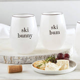 Wine Glasses - Ski Bunny/Ski Bum - Set of 2