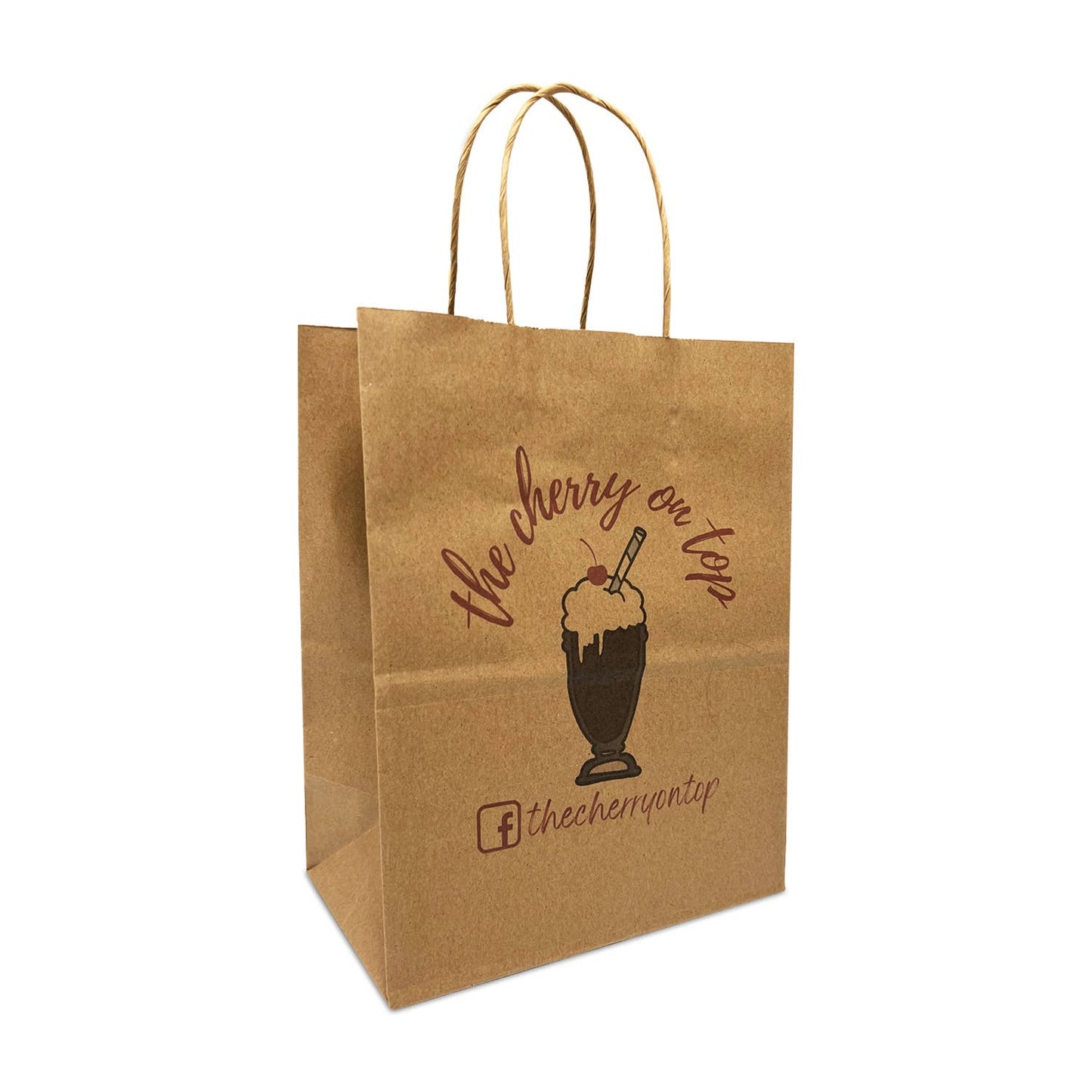 Custom Print Cub 8x4.75x10.25 inches Kraft Paper Bags: 250 bags / 1 side print (front)