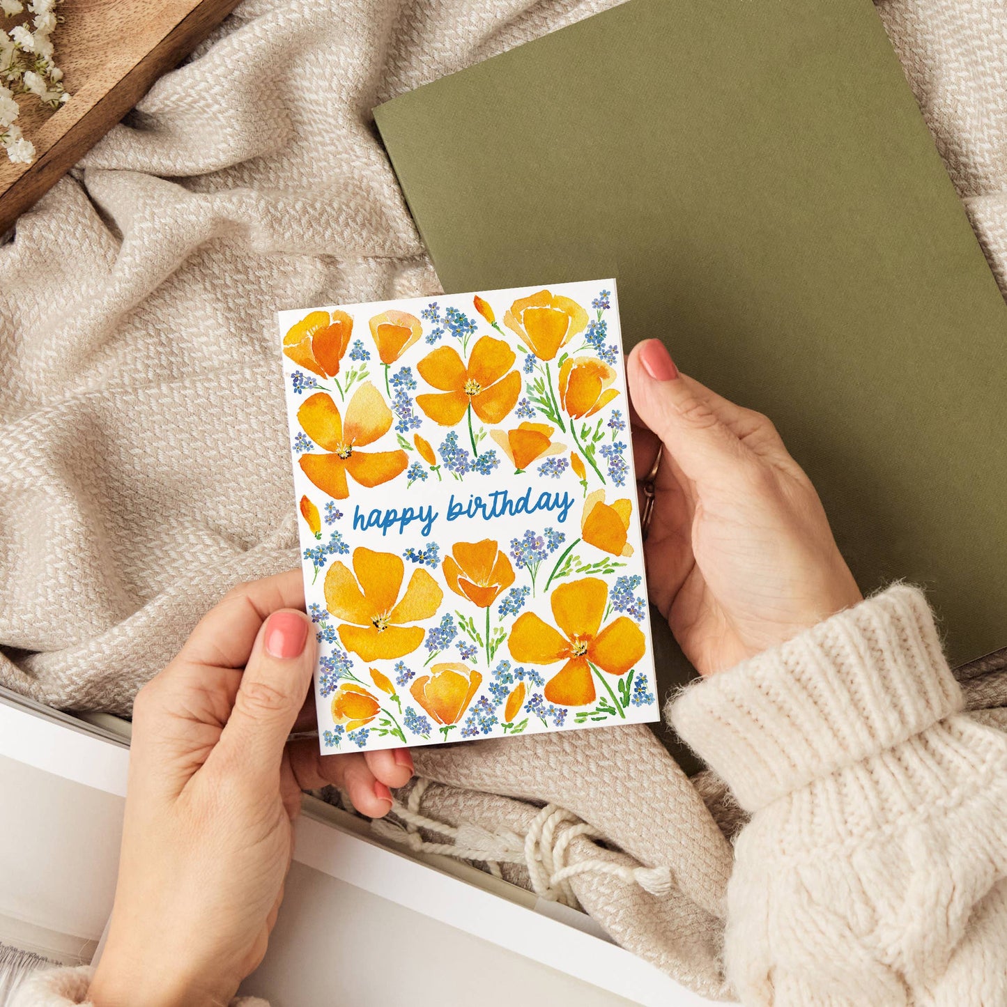 Wildflower Birthday Card |  Floral Poppy Happy Birthday Card