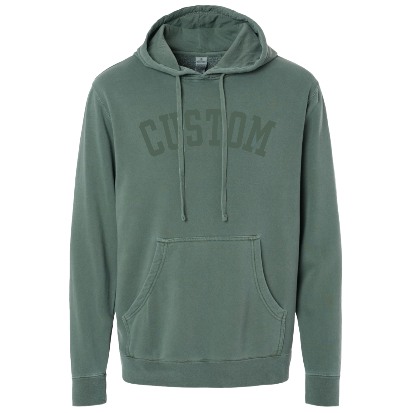 Custom Puff Print Tone on Tone Hoodie: Pigment Black / M
