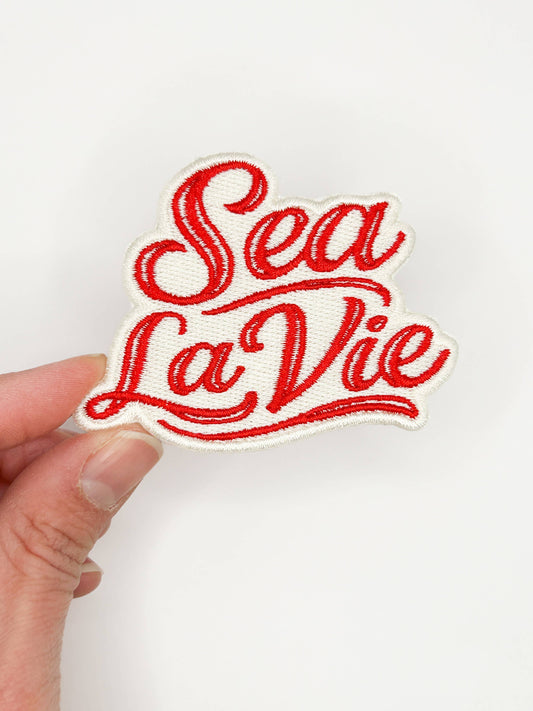 Sea La Vie Embroidered Patch  Coastal Quote, Beach, Travel