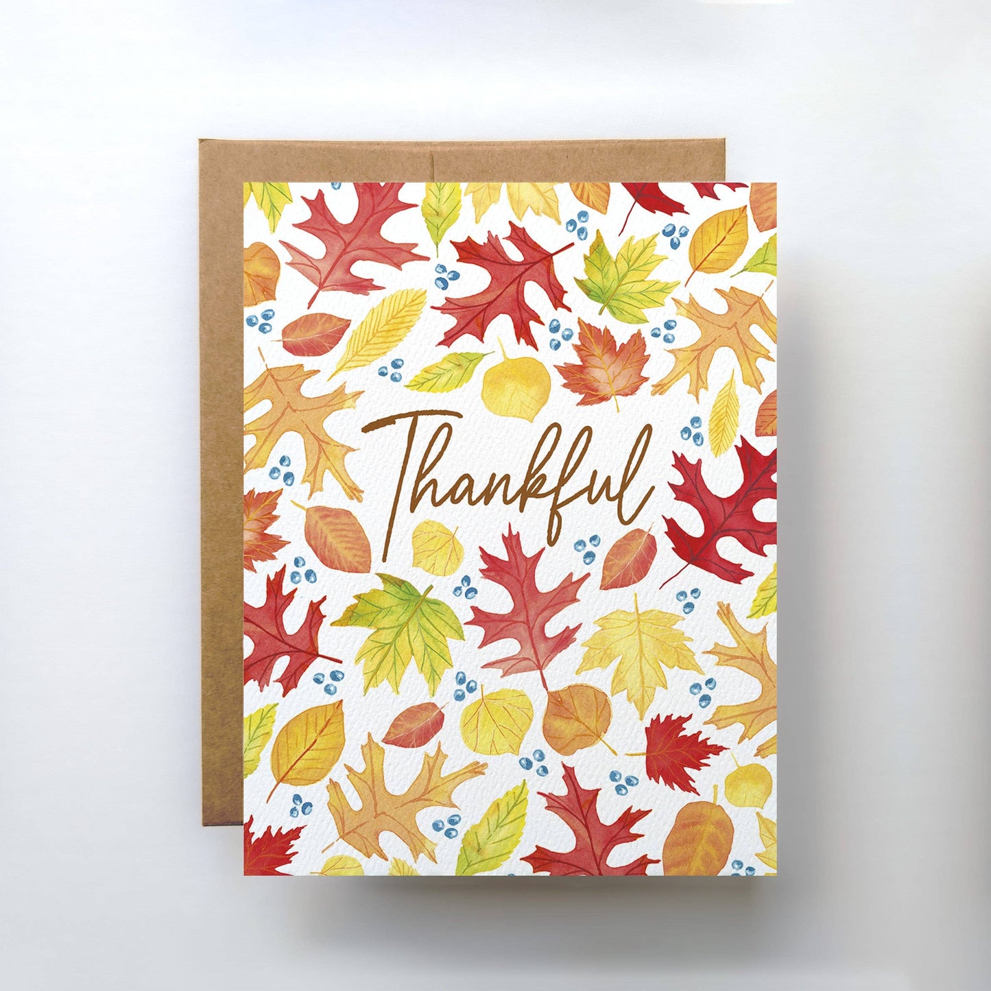 Fall Leaves Watercolor | Thankful, Thank You Greeting Card: Single Card