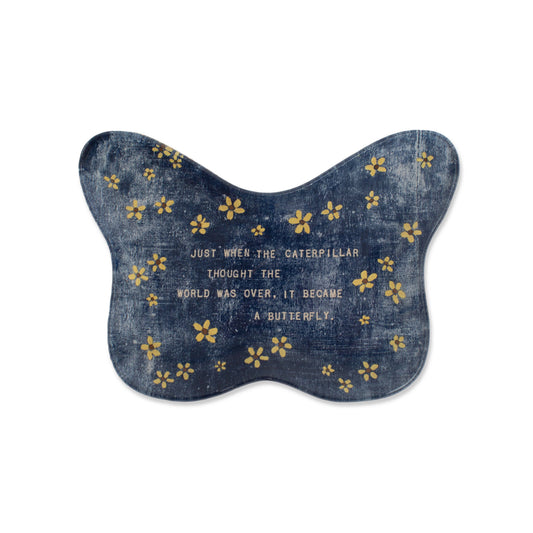 Caterpillar Butterfly Decoupage Plate