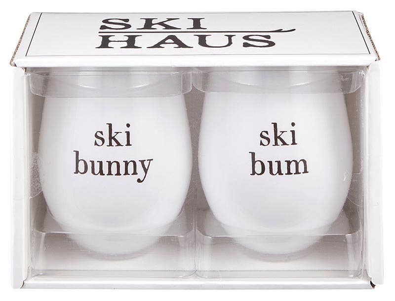 Wine Glasses - Ski Bunny/Ski Bum - Set of 2