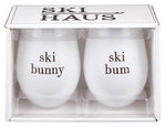 Wine Glasses - Ski Bunny/Ski Bum - Set of 2