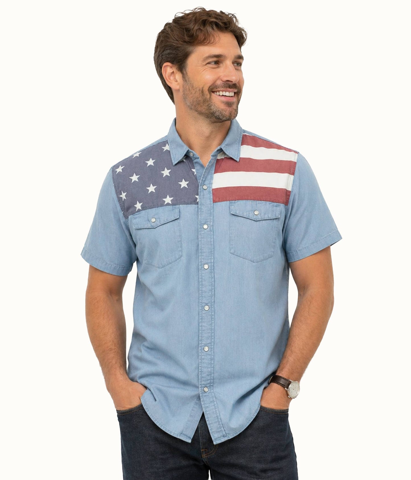 Tipsy Elves Men's Star Spangled Wrangler Shirt