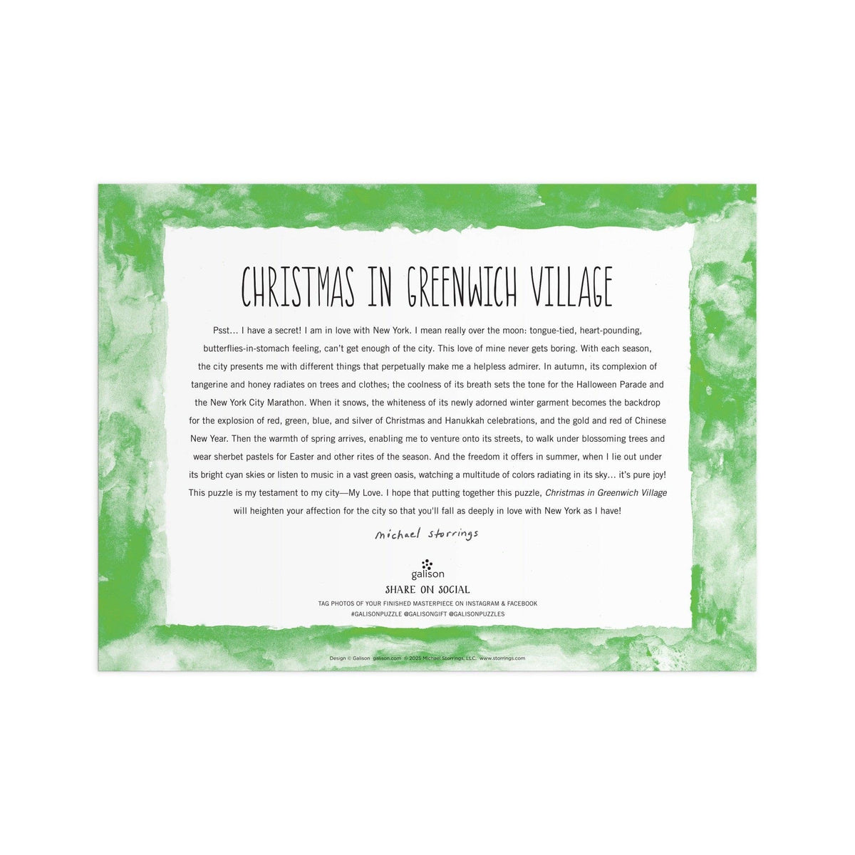 Michael Storrings Christmas in Greenwich Village 1000 Piece Puzzle