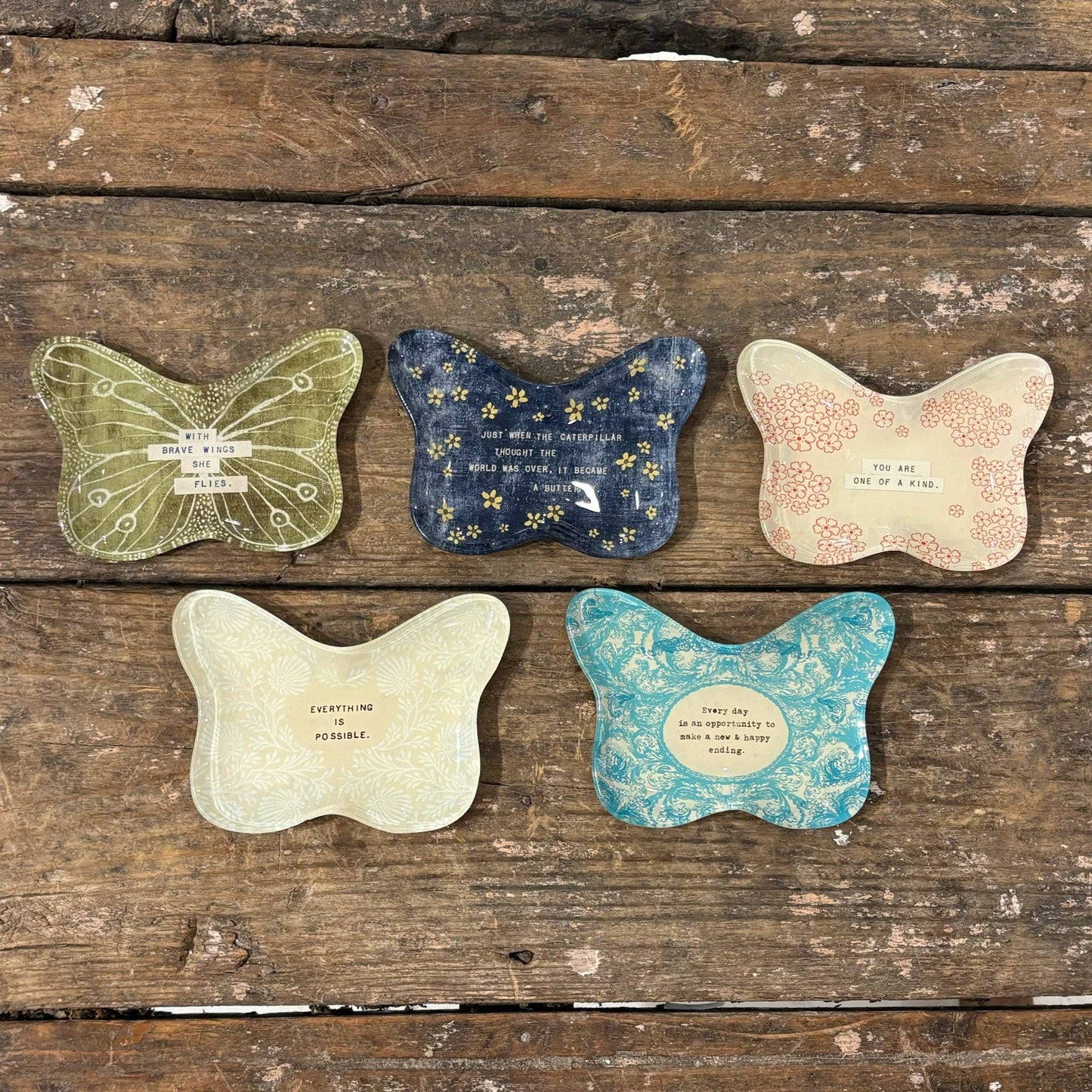 Caterpillar Butterfly Decoupage Plate