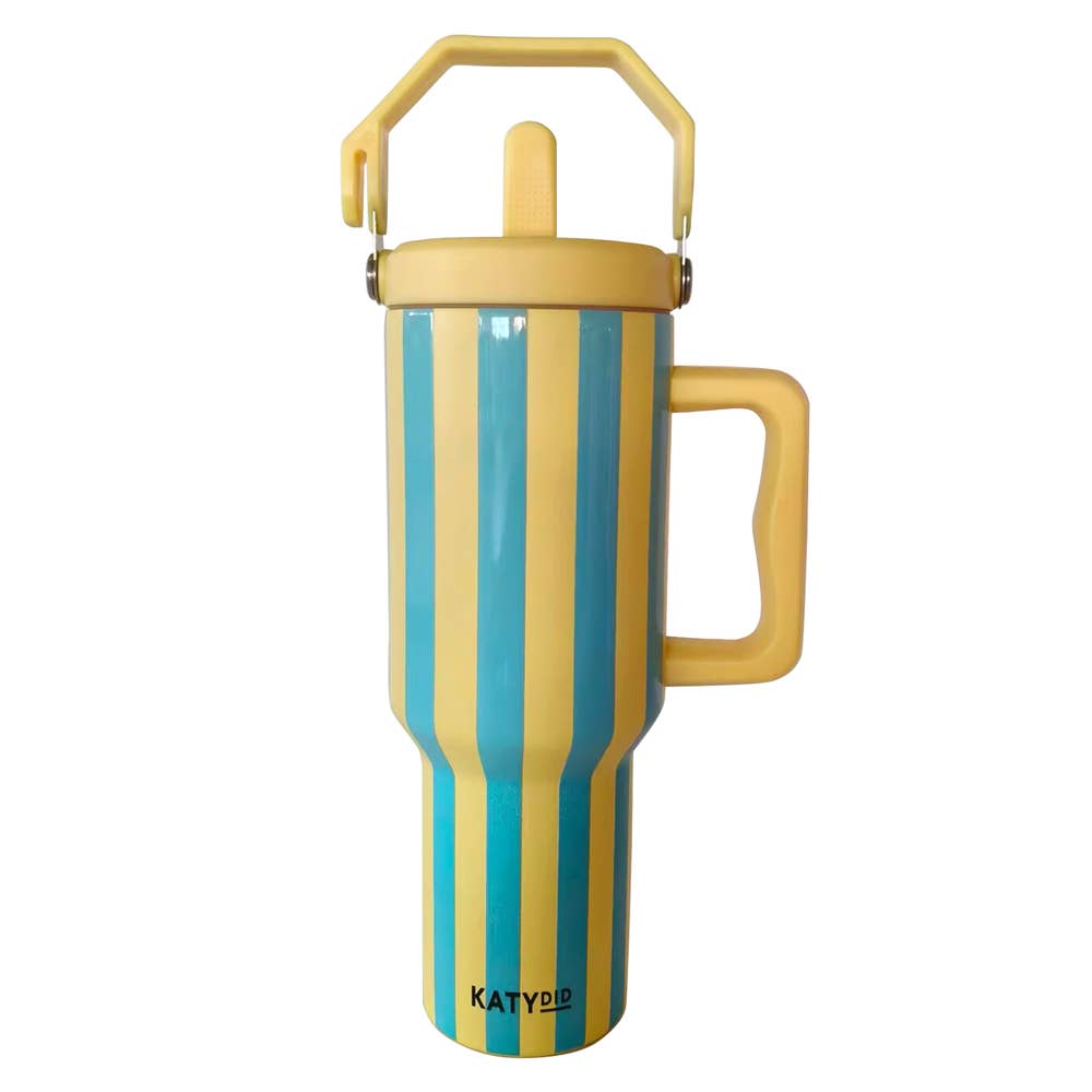 Yellow and Aqua Striped Easter 38 Oz Cabana Jug Tumbler: Yellow and Aqua Stripe