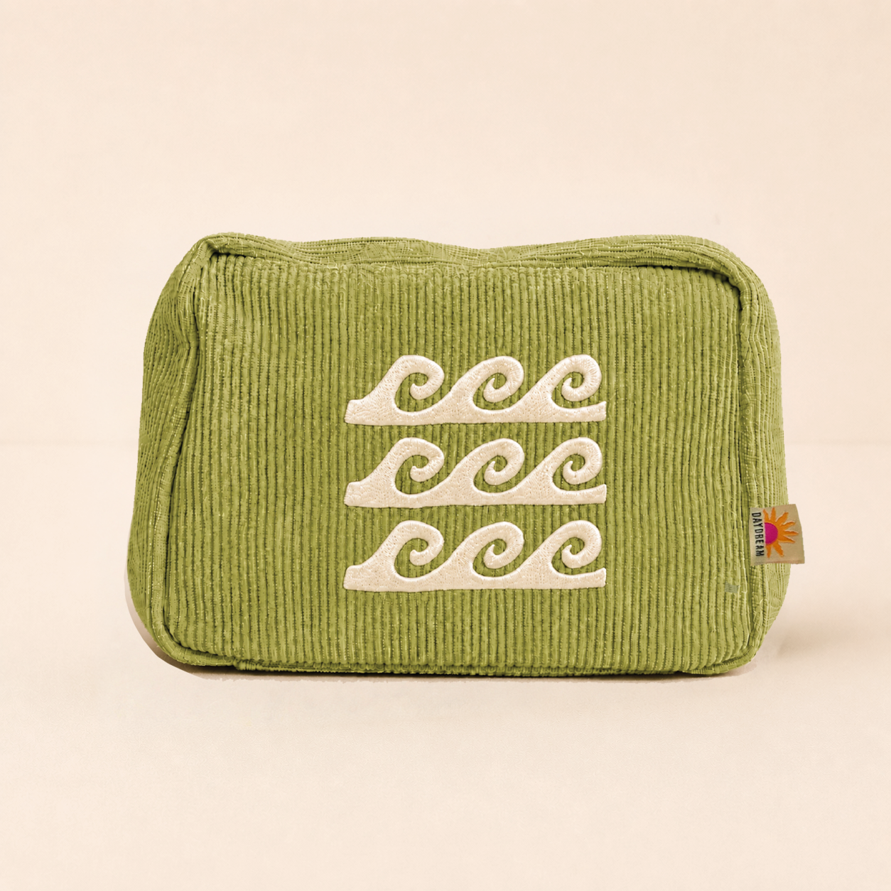 Small cosmetic pouch 7" | Corduroy makeup bag | Olive wave