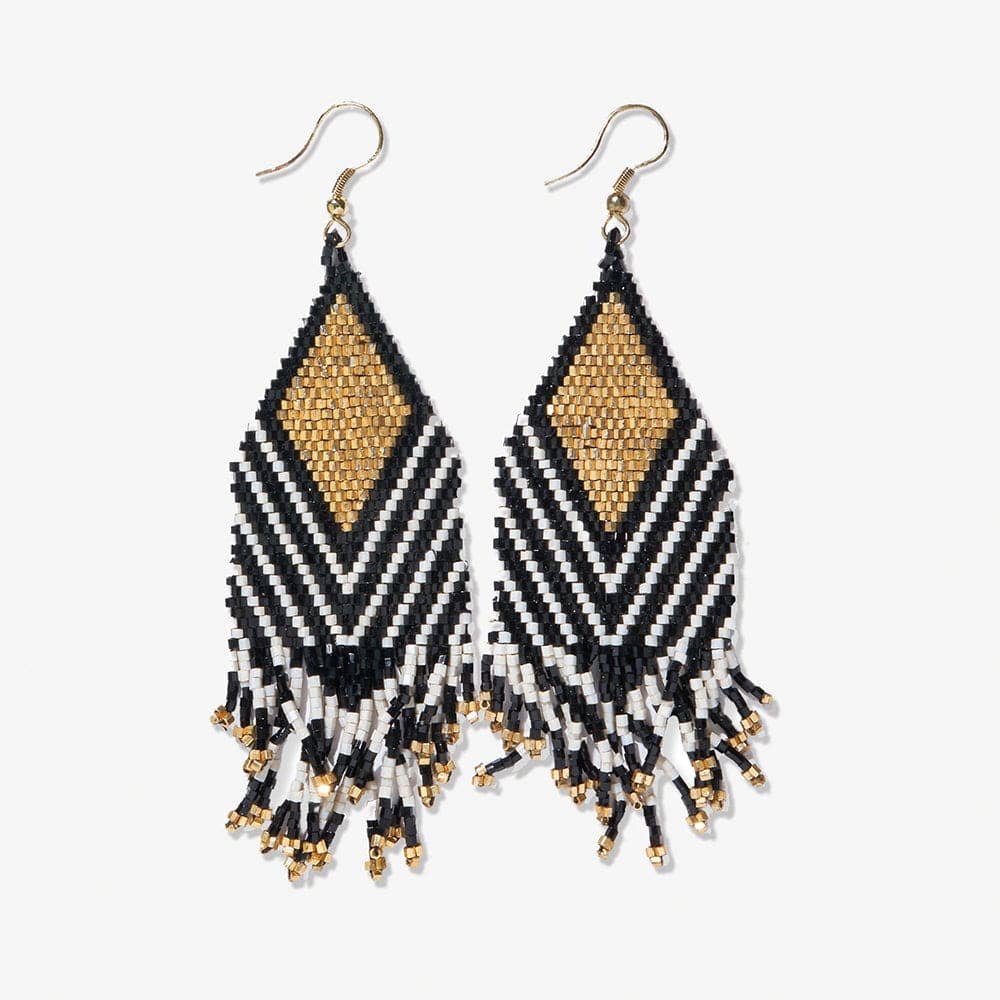 Dottie Diamond Beaded Fringe Earrings