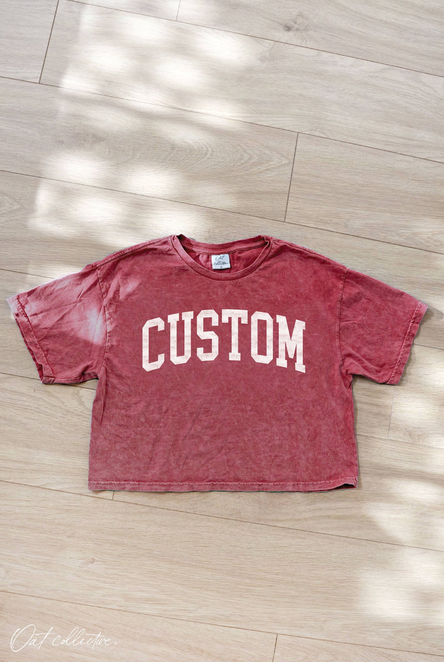 CUSTOM Cropped Mineral Washed Graphic Top: CARDINAL / M