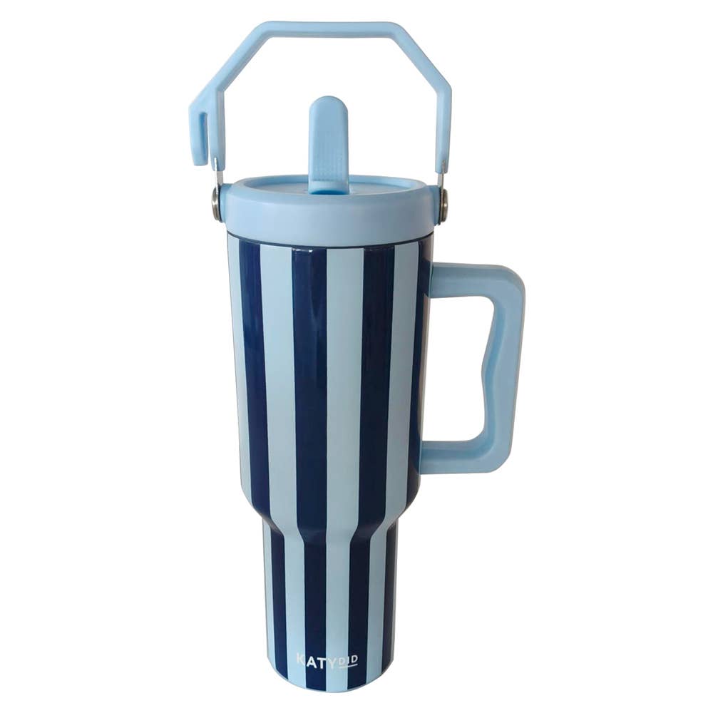 Light Blue and Navy Striped 38 Oz Easter Cabana Jug Tumbler: Light Blue and Navy Stripe