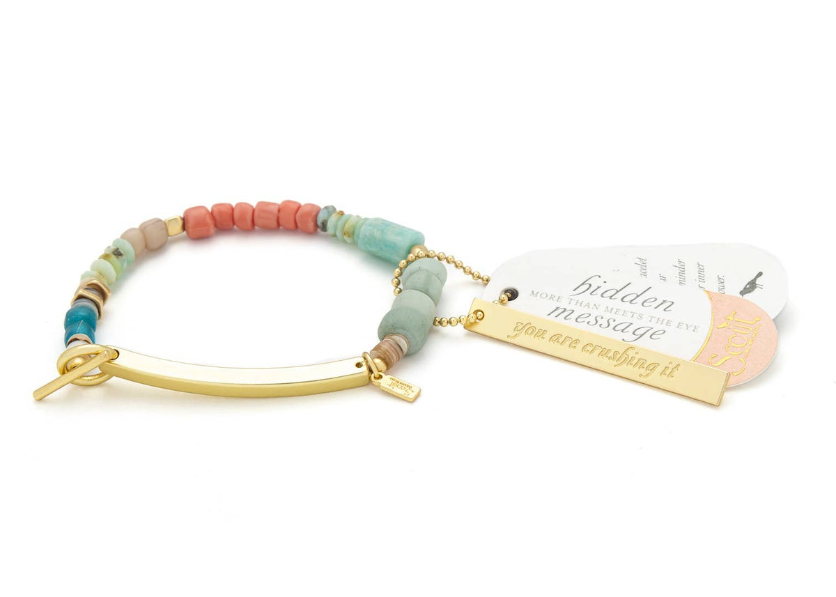 Hidden Message Bracelet - Crushing It/Amazonite/Gold
