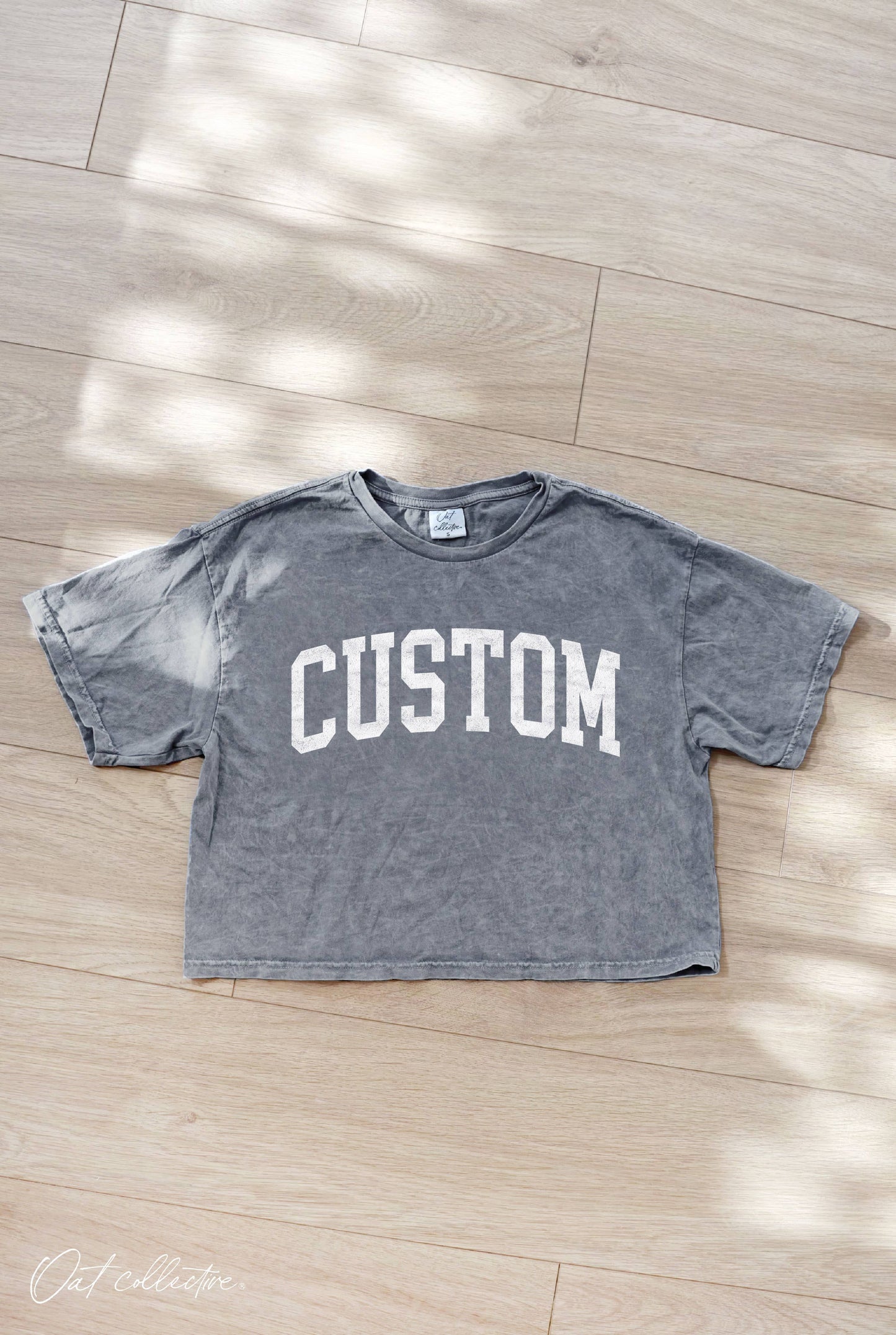 CUSTOM Cropped Mineral Washed Graphic Top: CARDINAL / M