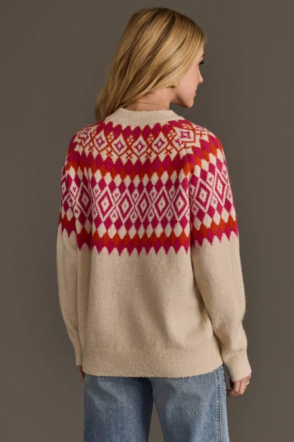 Cream, Pink & Orange Fair Isle Sweater