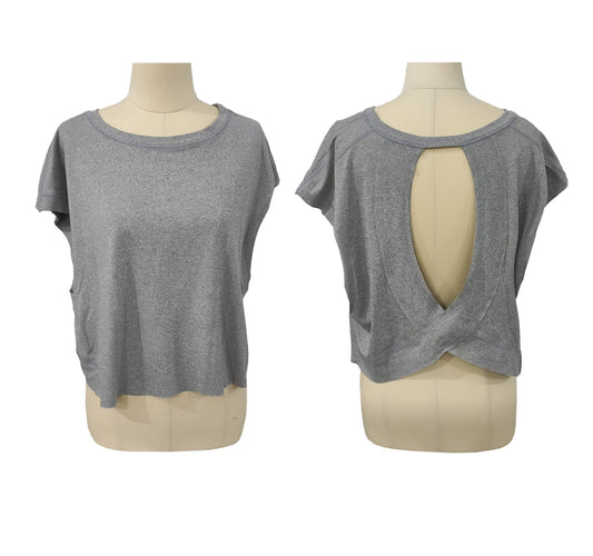 Wrapped Cutout Back Tee - Grey