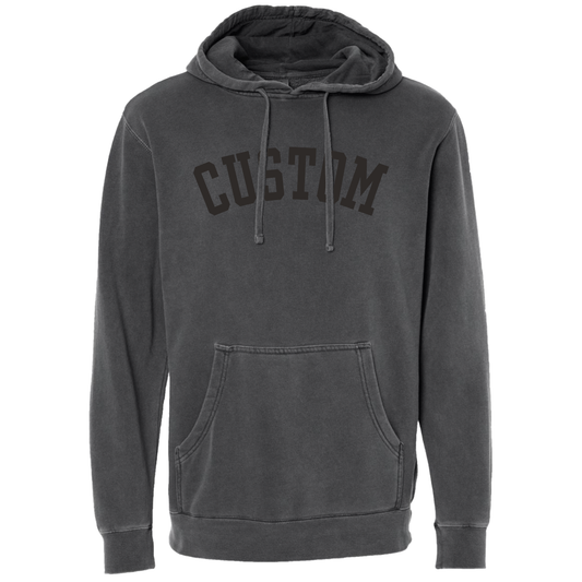 Custom Puff Print Tone on Tone Hoodie: Pigment Black / L