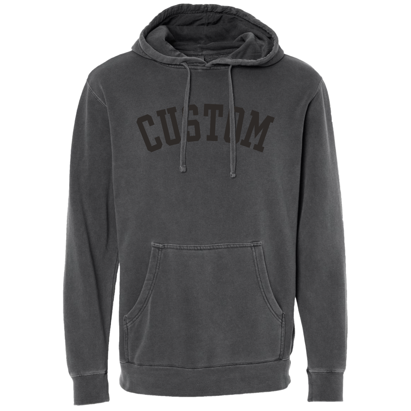 Custom Puff Print Tone on Tone Hoodie: Pigment Black / XS