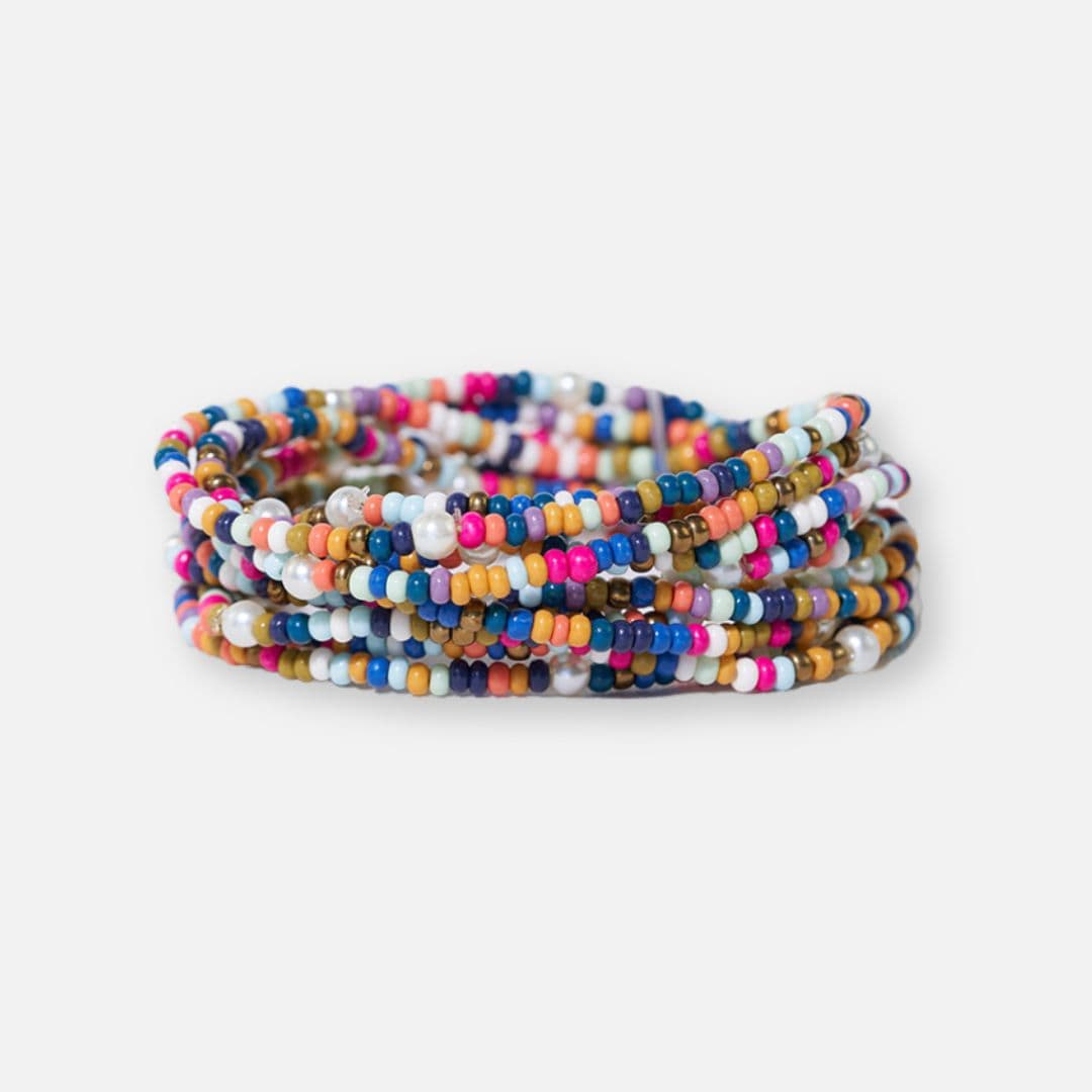 Sage Confetti Beaded Stretch Bracelets