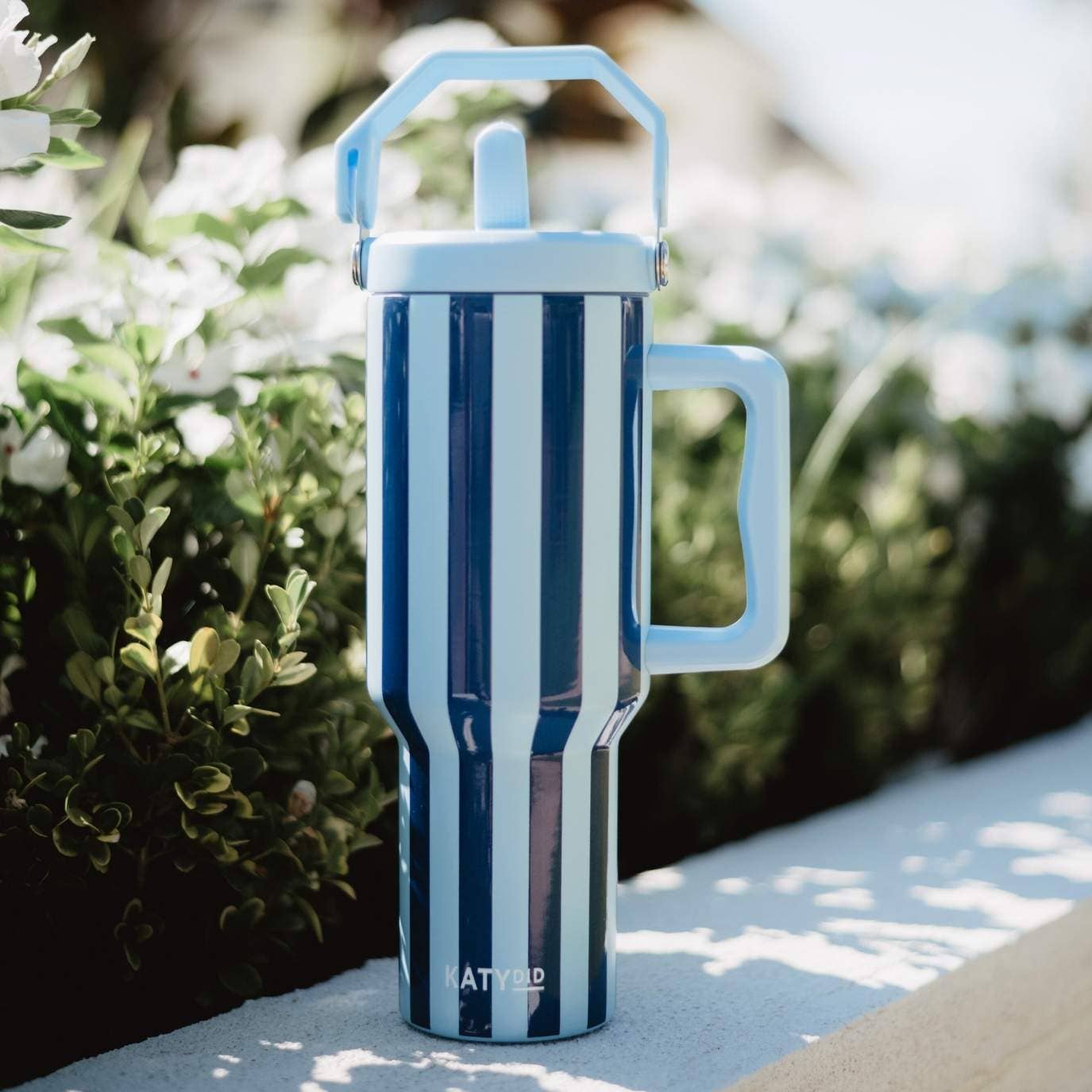 Light Blue and Navy Striped 38 Oz Easter Cabana Jug Tumbler: Light Blue and Navy Stripe