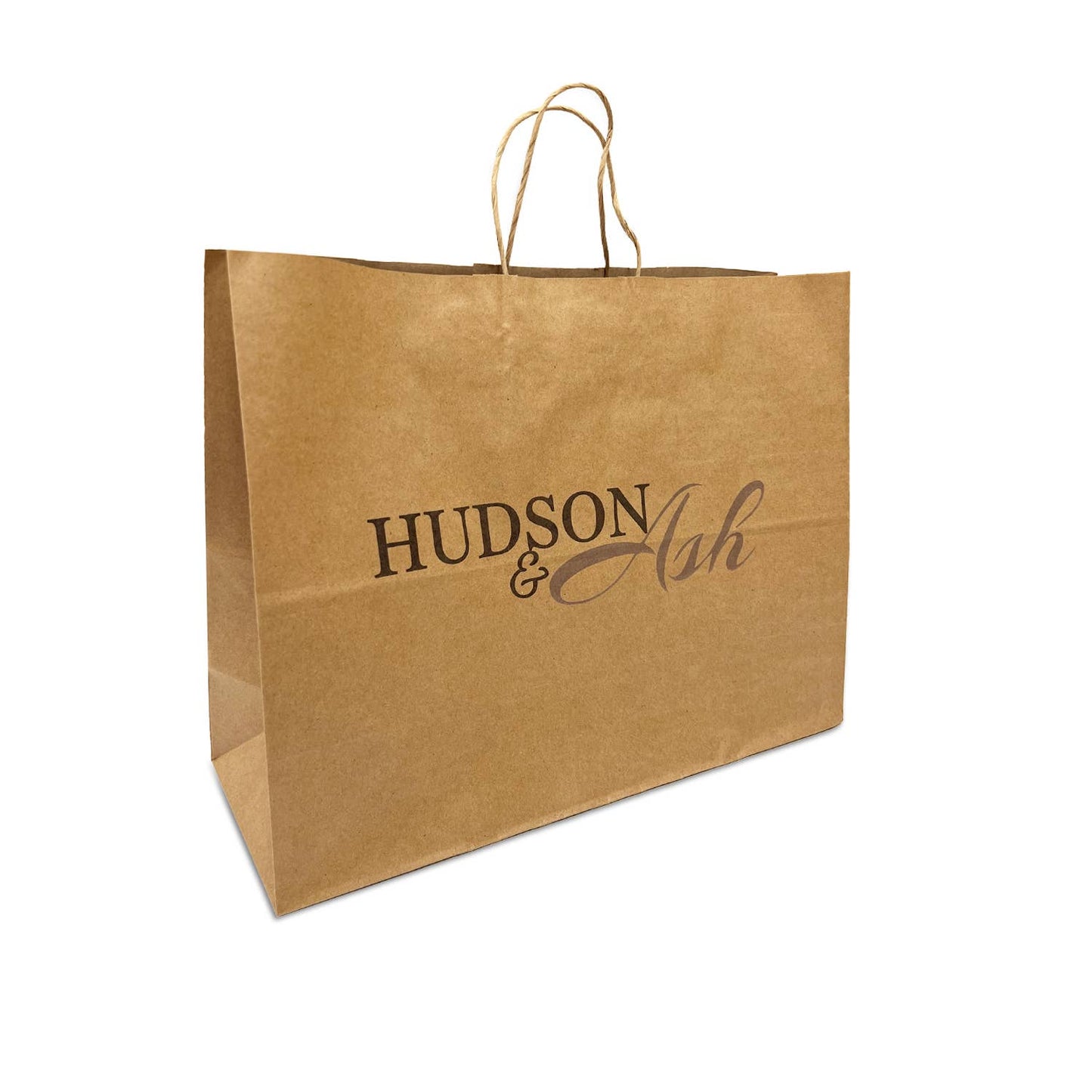 Custom Print Vogue 16x6x12 Kraft Paper Bag Twisted Handle: 250 bags - $0.82/pc / 1 side print (front)
